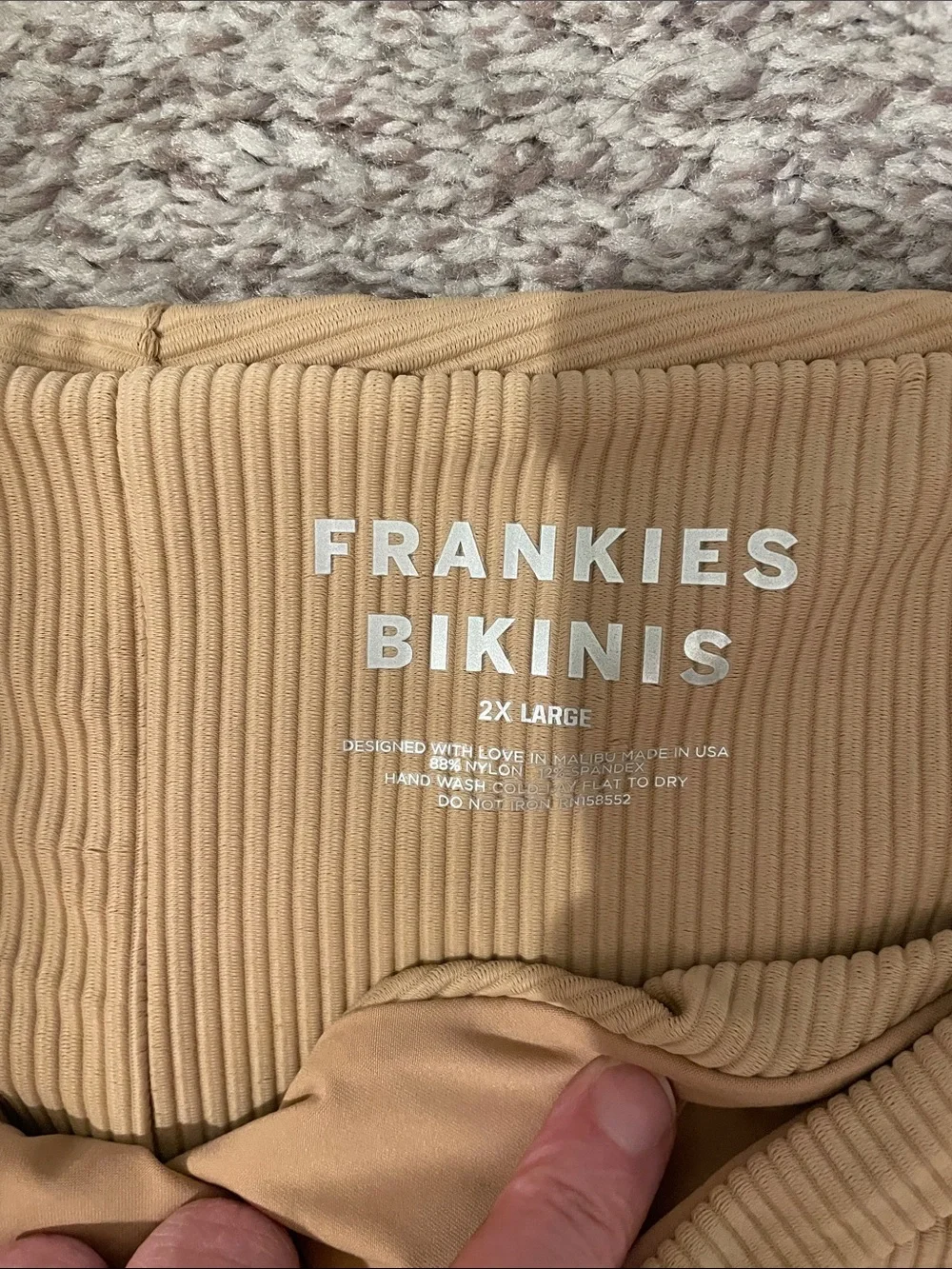 Frankie's Bikinis Dawson Ribbed Bikini Bottom in Camel xxl 2x nwt